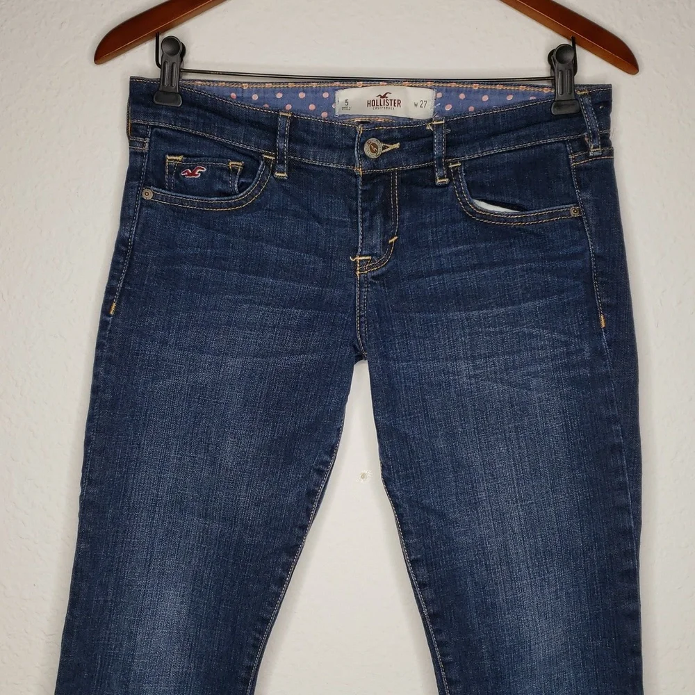 Hollister Womens Cotton Capri Roll Tab Hem Jeans Size 27 Denim Blue Y2K Low Rise